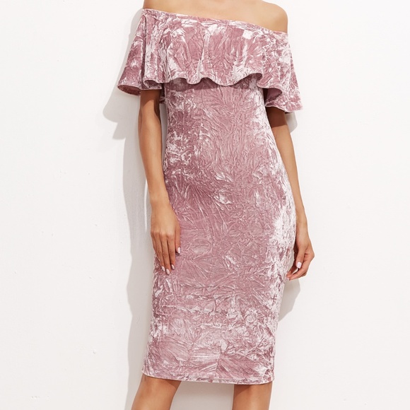 Unbranded Beautiful Party Off Shoulder Velvet Dres - Picture 7 of 7